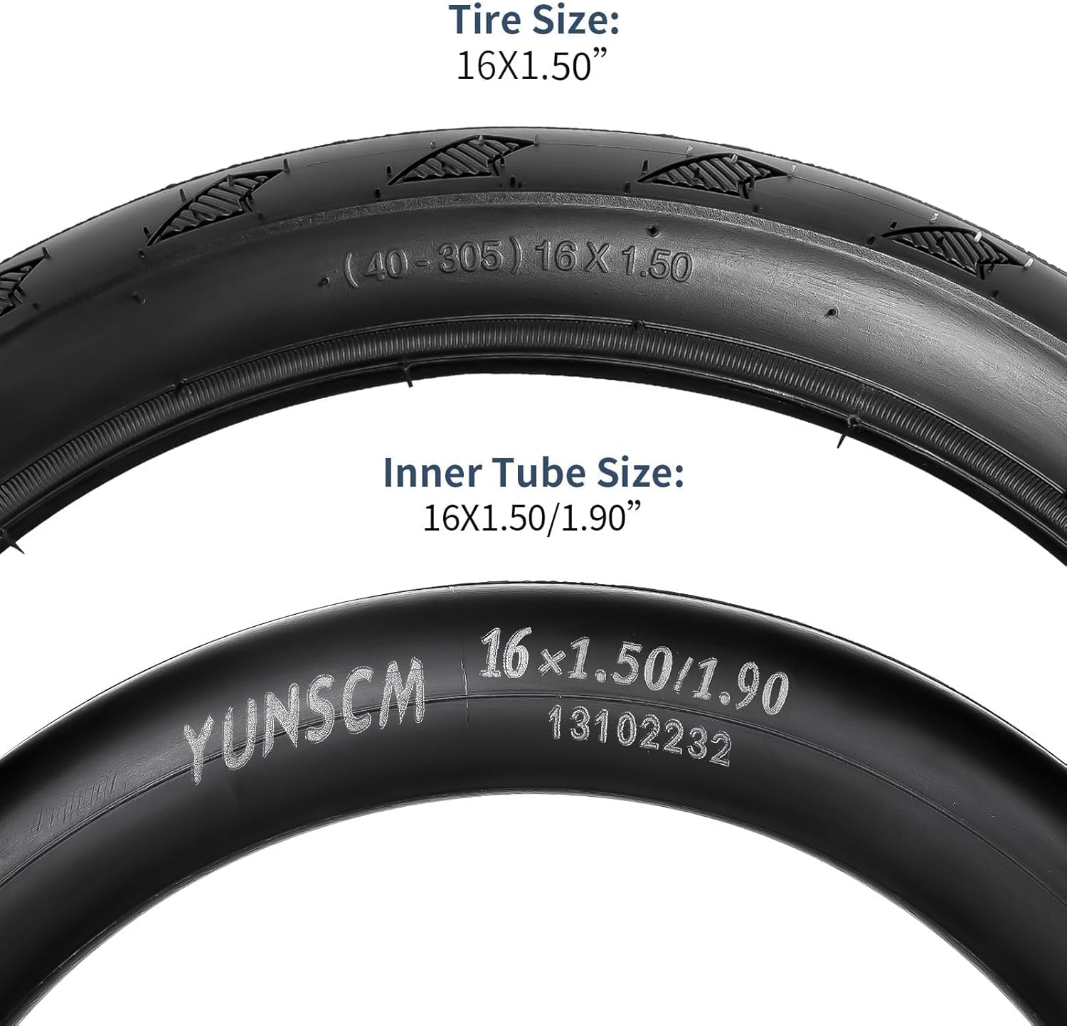 2-PCS 16" Kid Bike Tires 16x1.50/40-305 and 16" Heavy Duty Bike Tubes Schrader Valve Compatible with Road Bike 16 x 1.50 16x1.5 Bike Bicycle Tires and Tubes (Y-995)