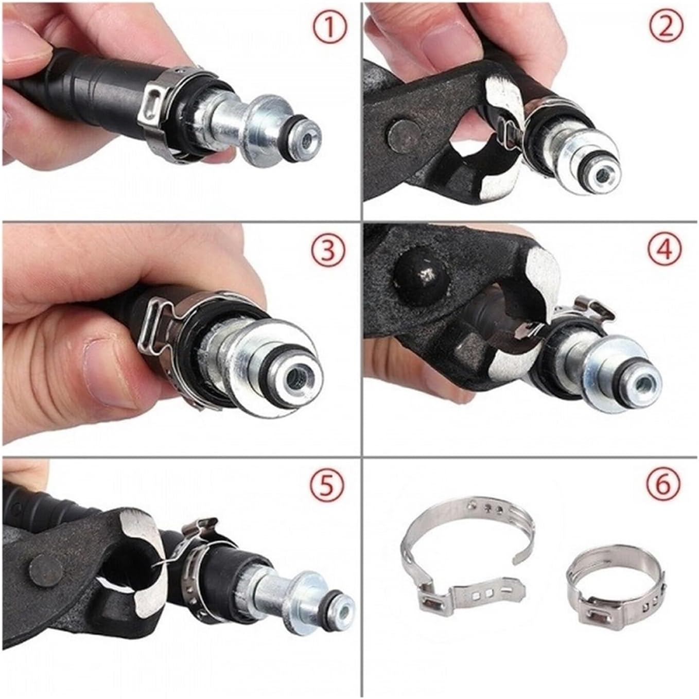 130pcs Single Ear Stepless Hose Clamps 1PC Hose Clip Clamp Pliers 7-21mm 304 Stainless Steel Hose Clamps Cinch Clamp Rings(130pcs)