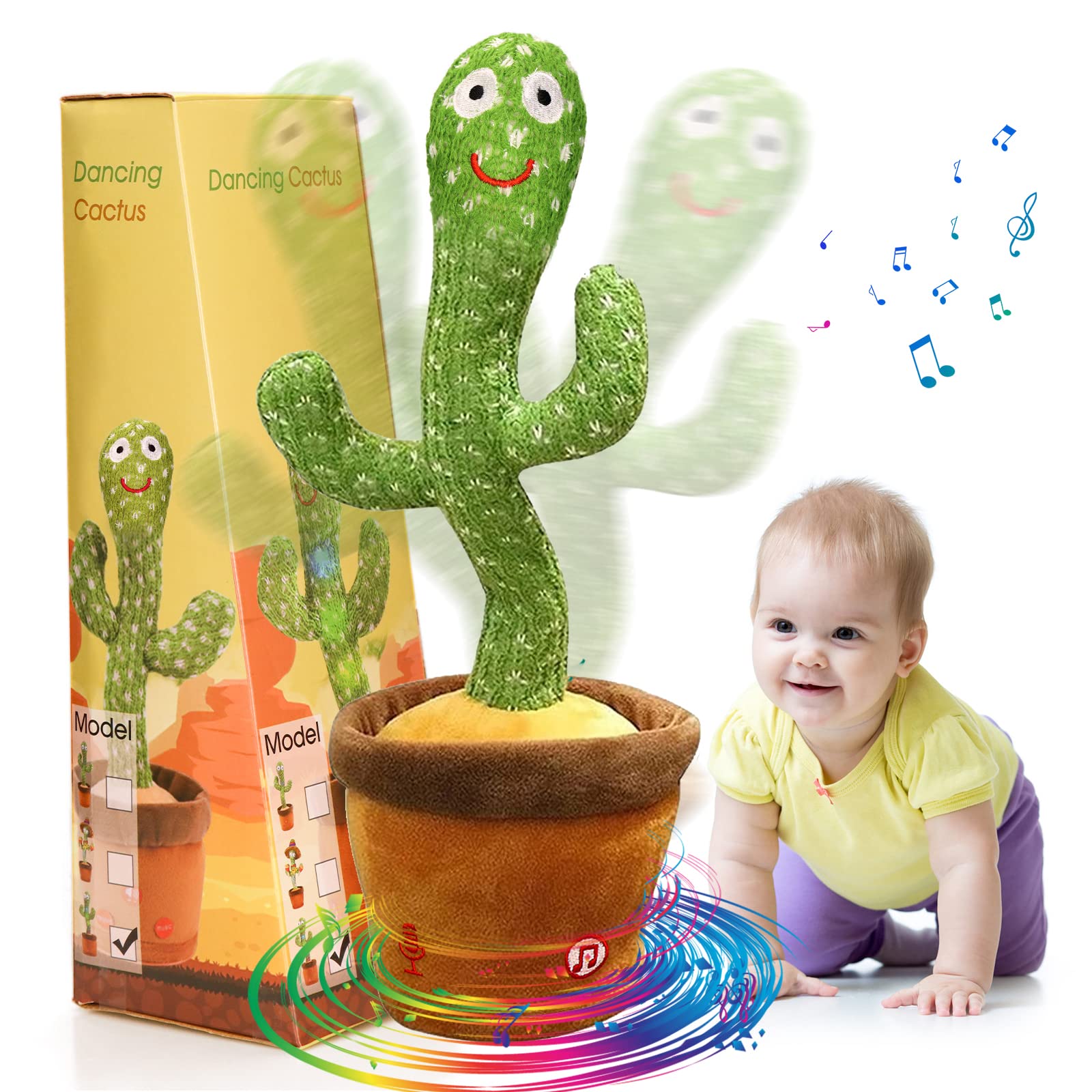 Singing Dancing Cactus Toy Repeat What You Say, Talking Cactus Toy for Children Interactive Baby Toys for Year Old Boys Girls Gifts, Baby Encourage Speech