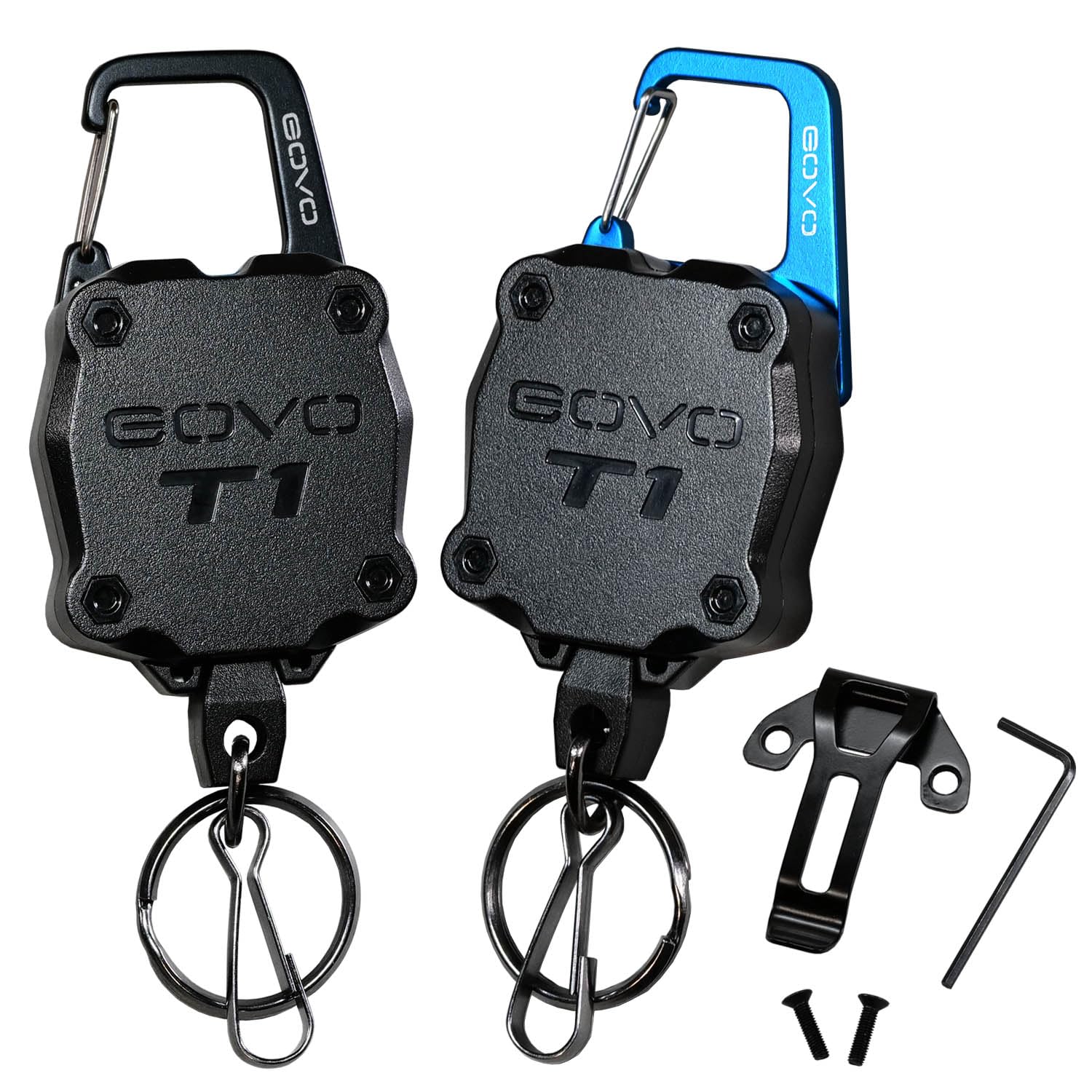 GOVO T1 Retractable Keychain, 9.5 Oz Retraction Force, 34” Steel Cable