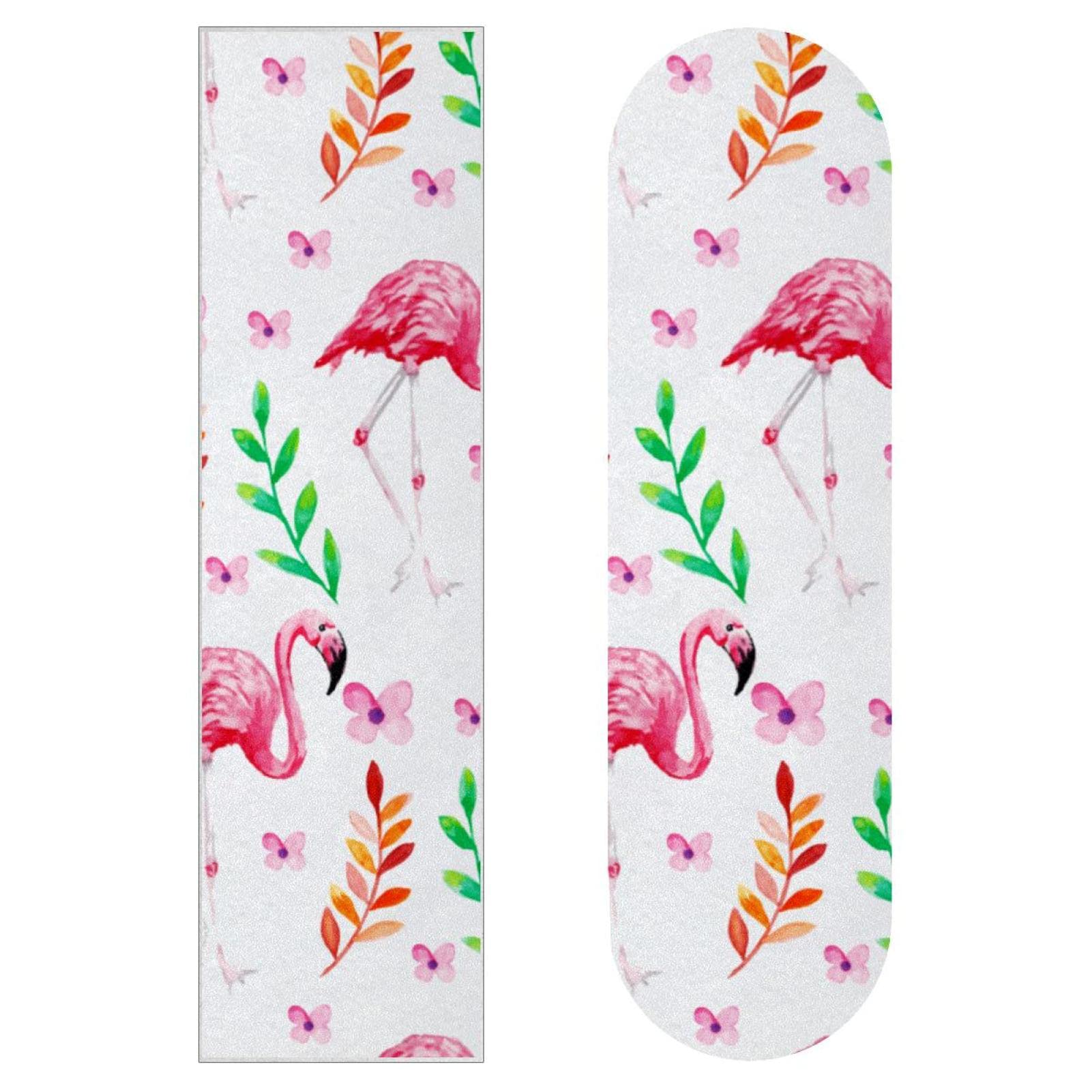 Flamingo Animal Lot de 2 feuilles de papier abrasif pour planche de skateboard et longboard