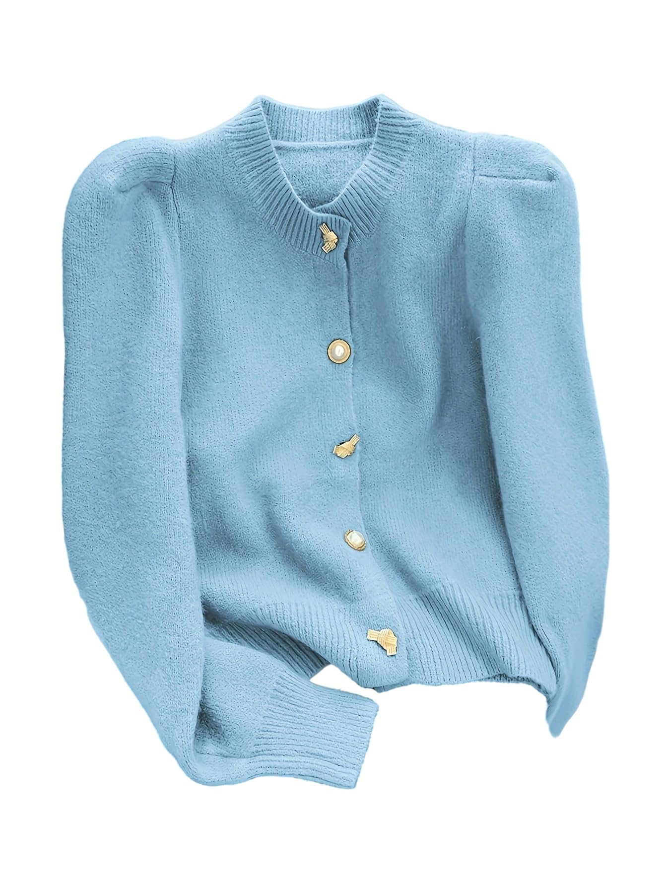 GORGLITTER Womens Button Up Long Sleeve Short Cardigan Sweater Trendy Fall Chunky Warm Cable Knit Teacher Cardigans