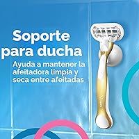 Vista 7 de Gillette Venus Mango de maquinilla de afeitar extra suave y sensible dorado para mujer + 2 recambios de cuchilla, incluye soporte de ducha