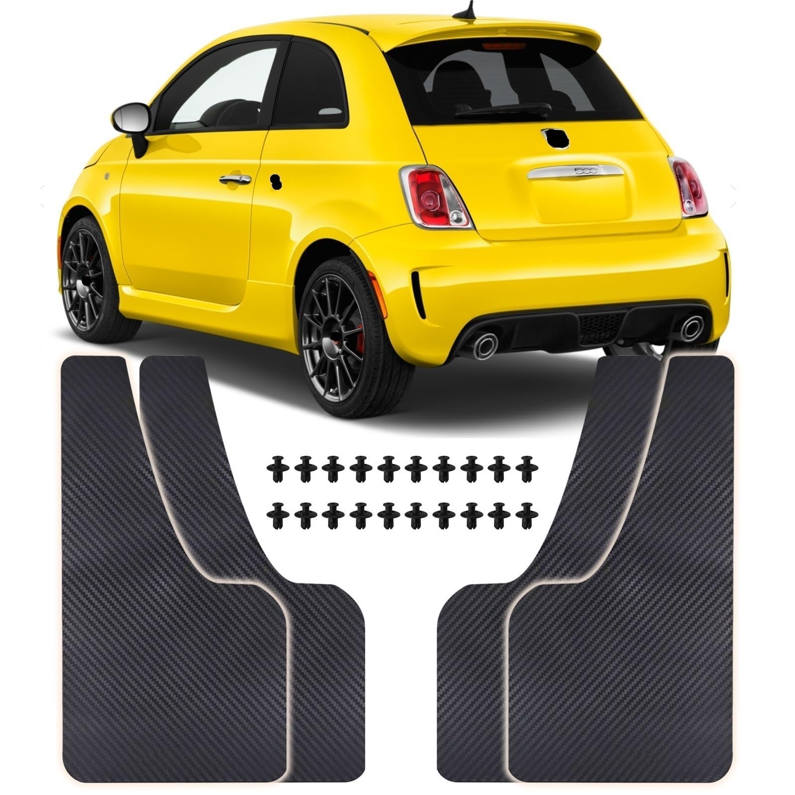 Parafanghi paraspruzzi in fibra Compatibile con Fiat 500, 500C