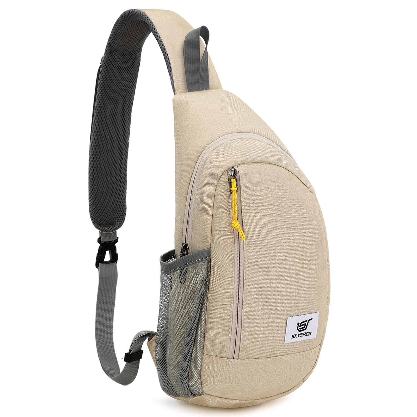 SKYSPER Sling Bag RFID Crossbody Sling Backpack Cross Body Shoulder Travel Bag Hiking Daypack for Women Men(Beige)