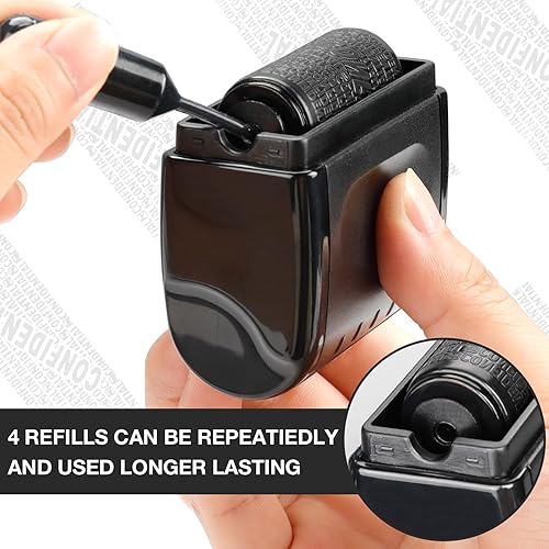 Miniatura 3 de STANBLUE Sellos de rodillo de protección de identidad, paquete de 2 sellos de rodillo confidenciales con 4 repuestos, sello de privacidad para