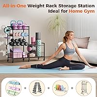 Vista 2 de HavenlyYouth Dumbbell Rack, Home Gym Weight Rack Storage, Adjustable Dumbbell Stand Organizer with Wheels, Holds Dumbbells, Kettlebells, Yoga Mats