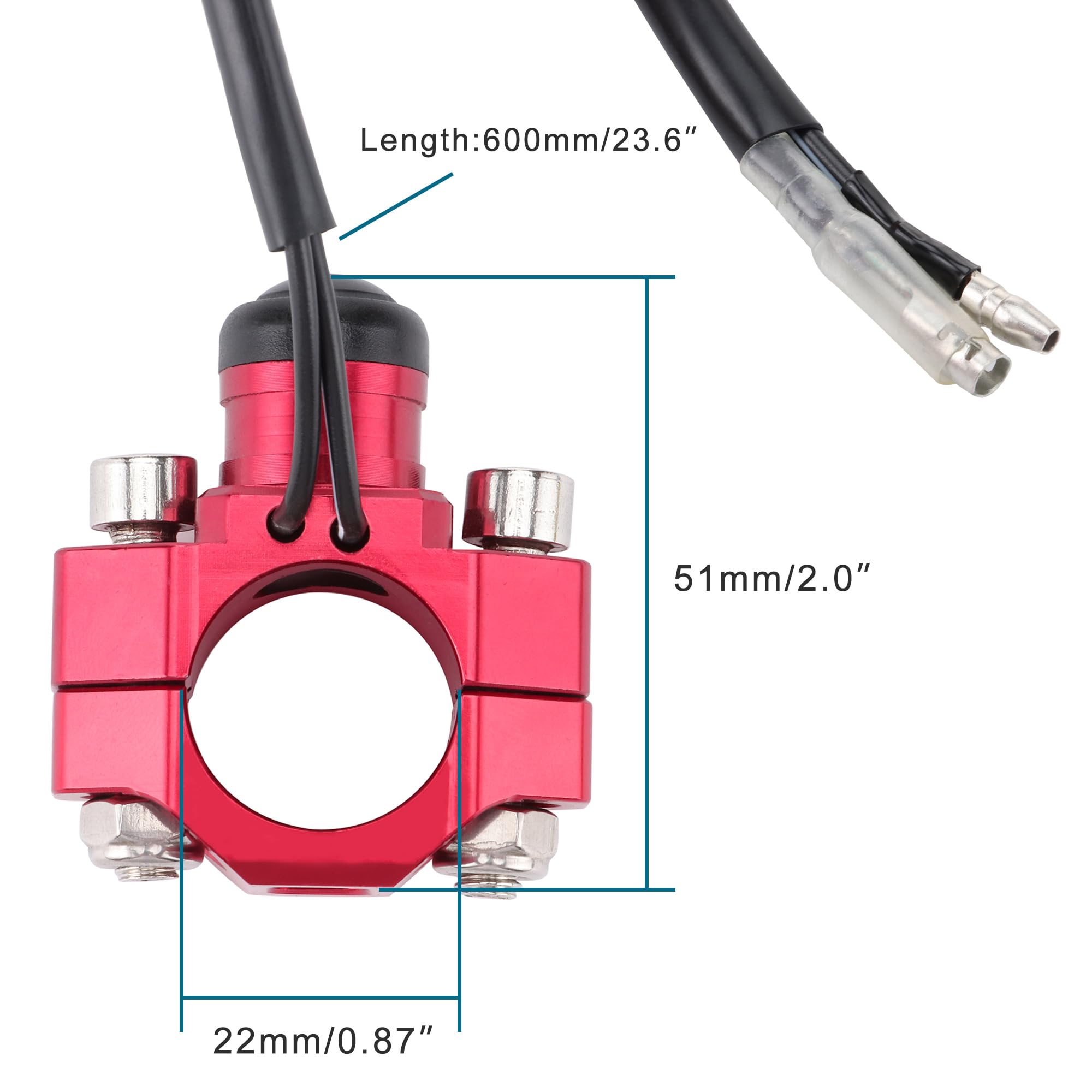 GOOFIT 7/8"22mm Manubrio 2 fili CNC Kill Stop Switch sostituzione per YZ250 YZ450 WR250 WR450 ATV Scooter Quad Moped Dirt Bike Rosso