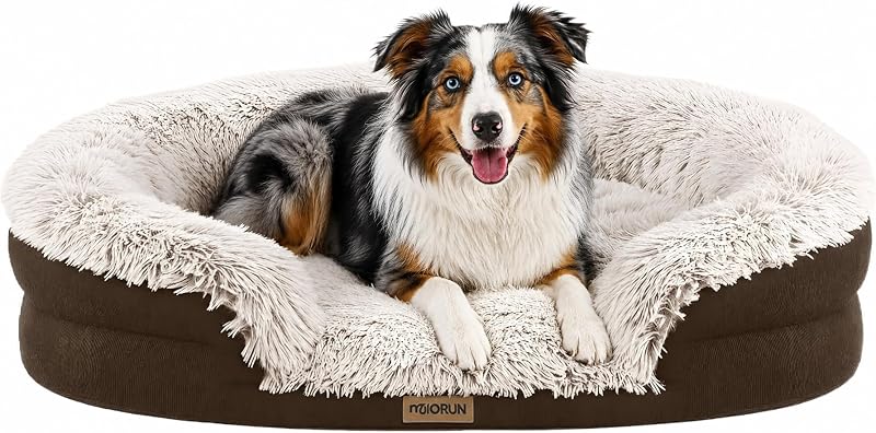 Cama para cães grande com laterais elevadas e espuma viscoelástica Miorun, tamanho L, até 31,8 kg