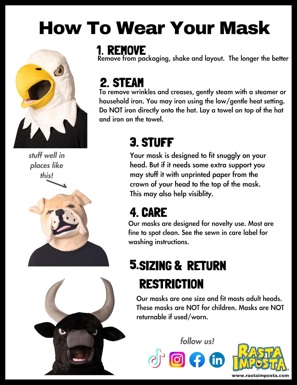 Mascot Head Bald Eagle Costume Headpiece Men and Womens, Adult One Size - Image 5