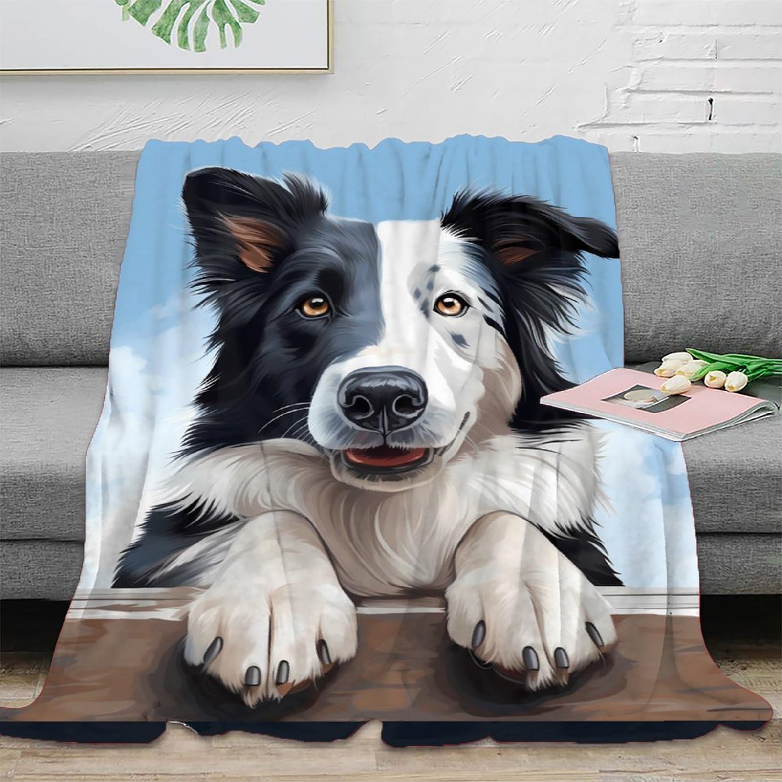 Jeté de canapé Collie en microfibre haut de gamme au toucher ultra doux