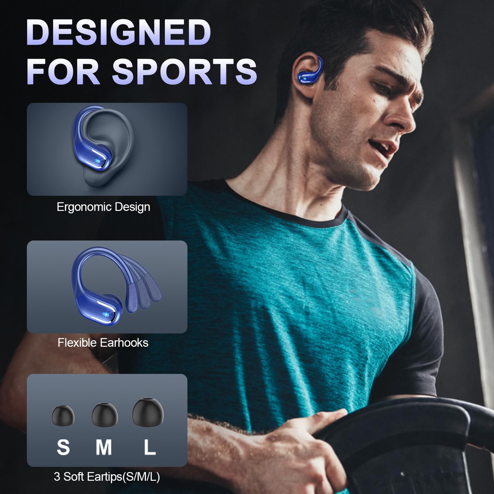 Rulefiss Auricolari in-ear con Bluetooth 5.3, batteria durevole, design impermeabile, YM-DEXZ-X17