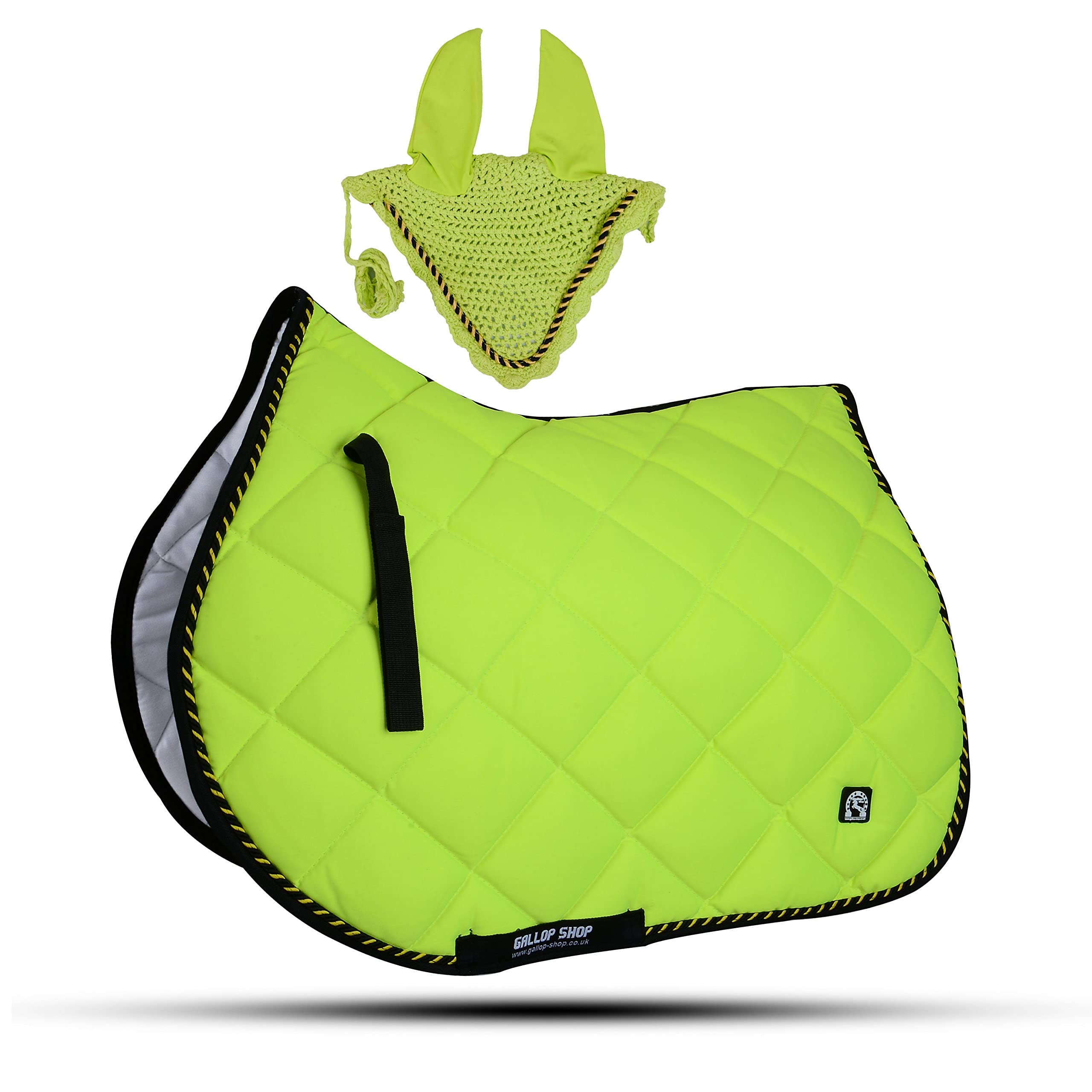 GLP General Saddle Pads with Matching Fly Veil Set (Ship from USA) (Pony, F.Yellow)