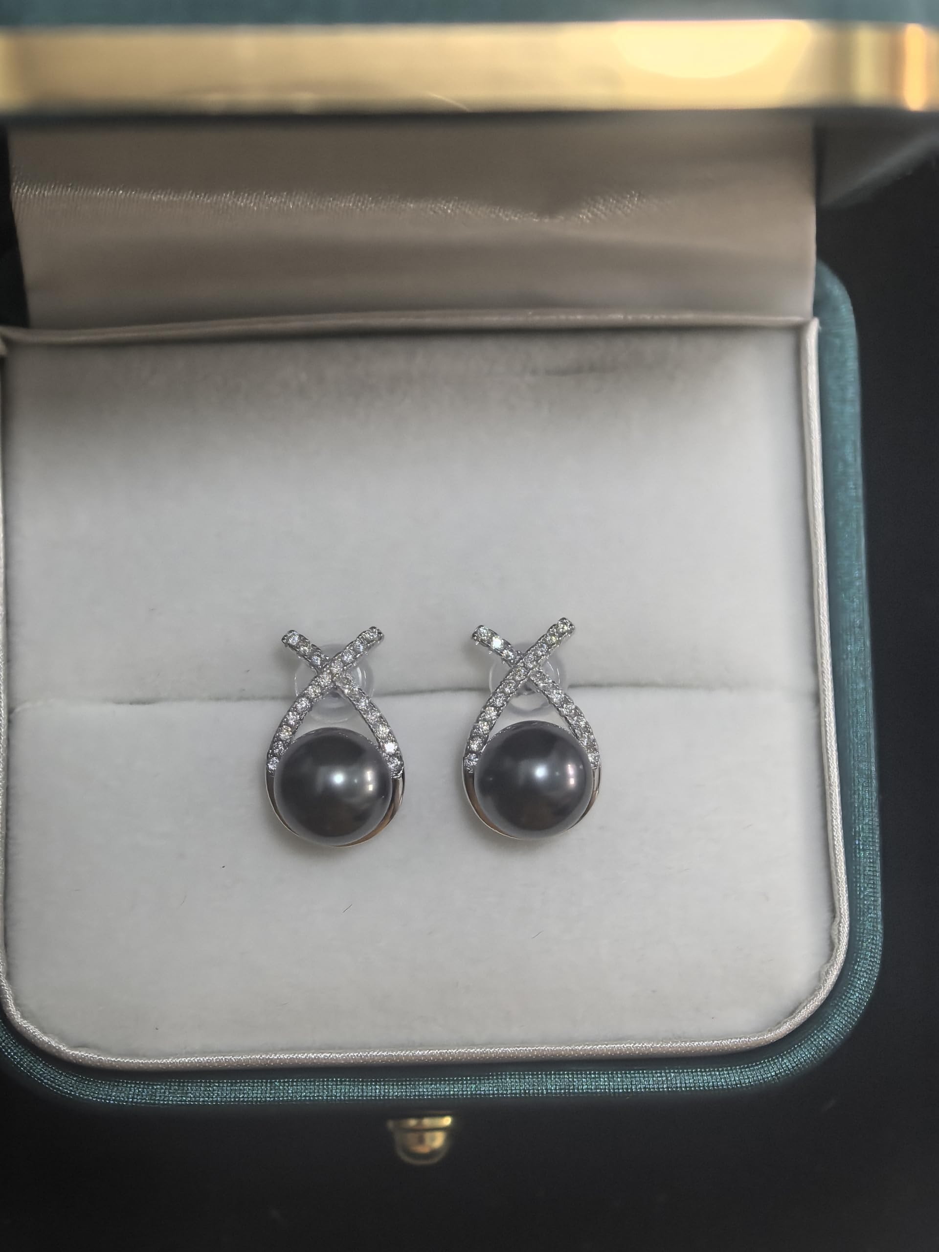 Pendientes de perlas negras tahitianas de 9 a 10 mm, regalo para el día de la madre, regalo para mamá, día de San Valentín, joyería de Navidad y boda