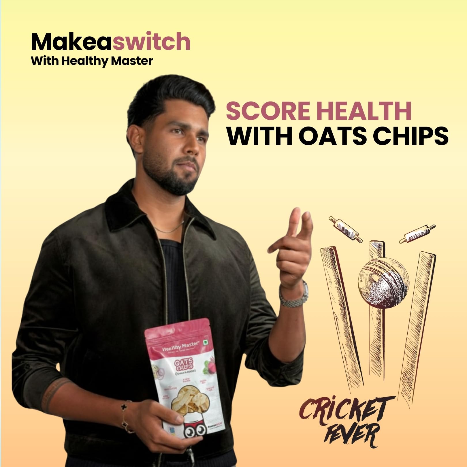 Healthy Master Oats Chips Combo 100g - Pack of 3 | Light & Crispy Chips, high protein | Natural ingredients, Vegan, Gluten Free, No Palm Oil, No Artificial Preservatives, Trans Fat Free, Low Calorie 1
