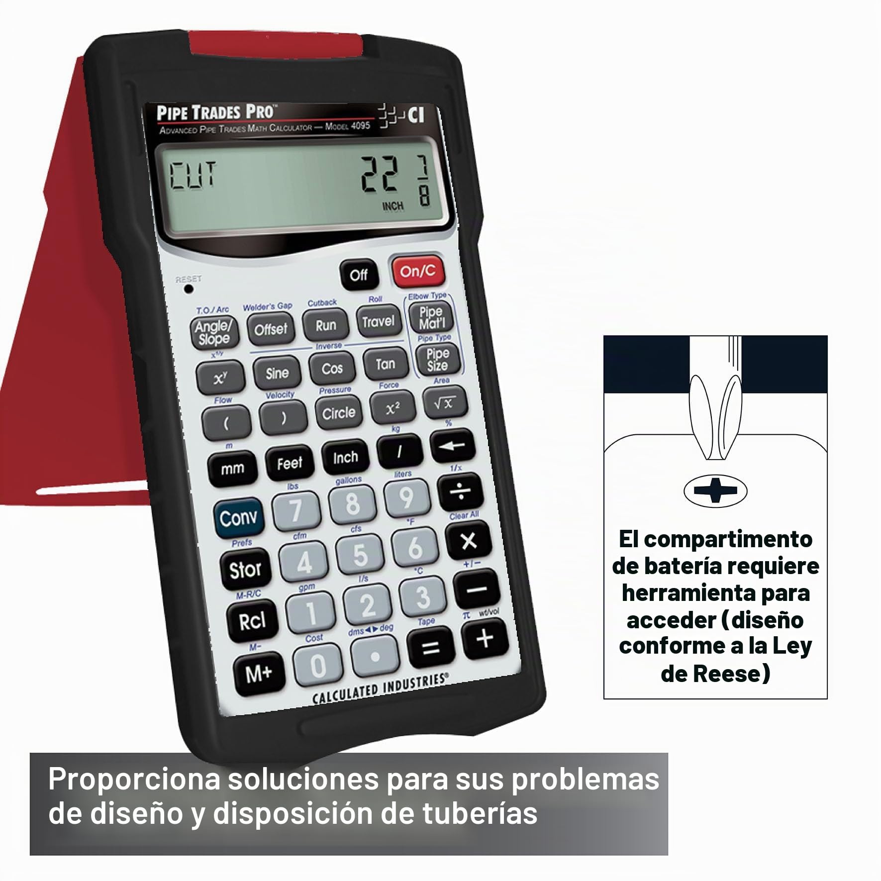 Calculated Industries Pipe Trades Pro Poche - Calculadora científica (Bolsillo, calculadora científica, 12 dígitos, Batería, Plata)