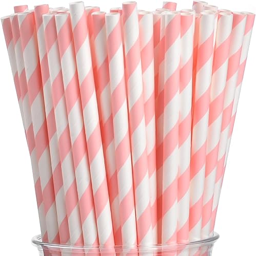 Vista 74 de ALINK 100 pajitas de papel a rayas blancas y negras, biodegradables desechables para Halloween, Navidad, cumpleaños, Año Nuevo, suministros de Rayas