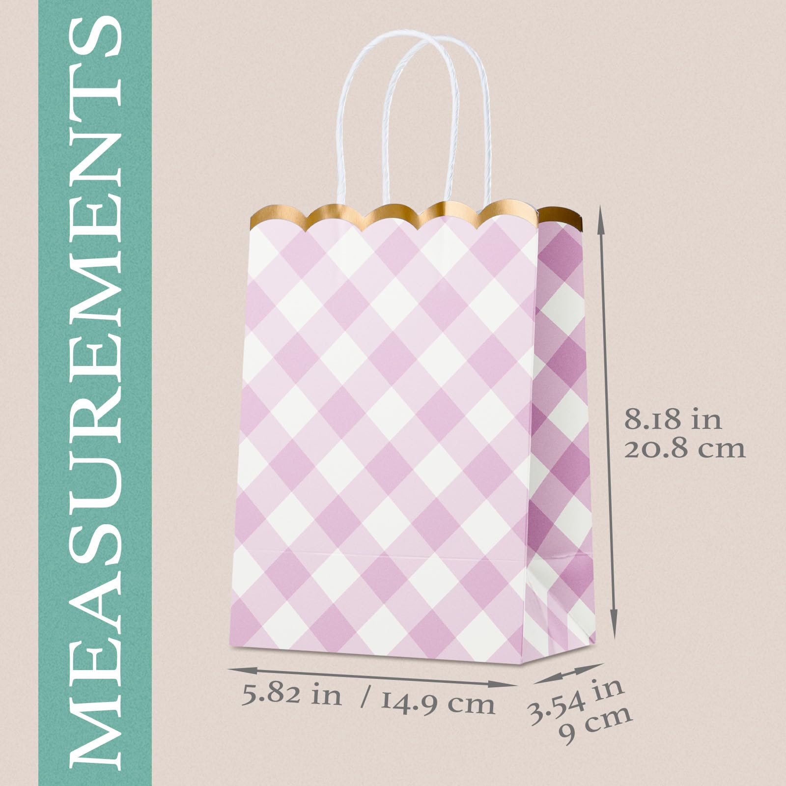 Small Gift Bags with Handles, 12-Pack Paper Party Favor Goodie Bags, 5.82 x 3.54 x 8.18 Inches, 6 Designs in Picnic Daydream, Ideal for Easter, Birthdays, Baby Showers, and Christmas Parties