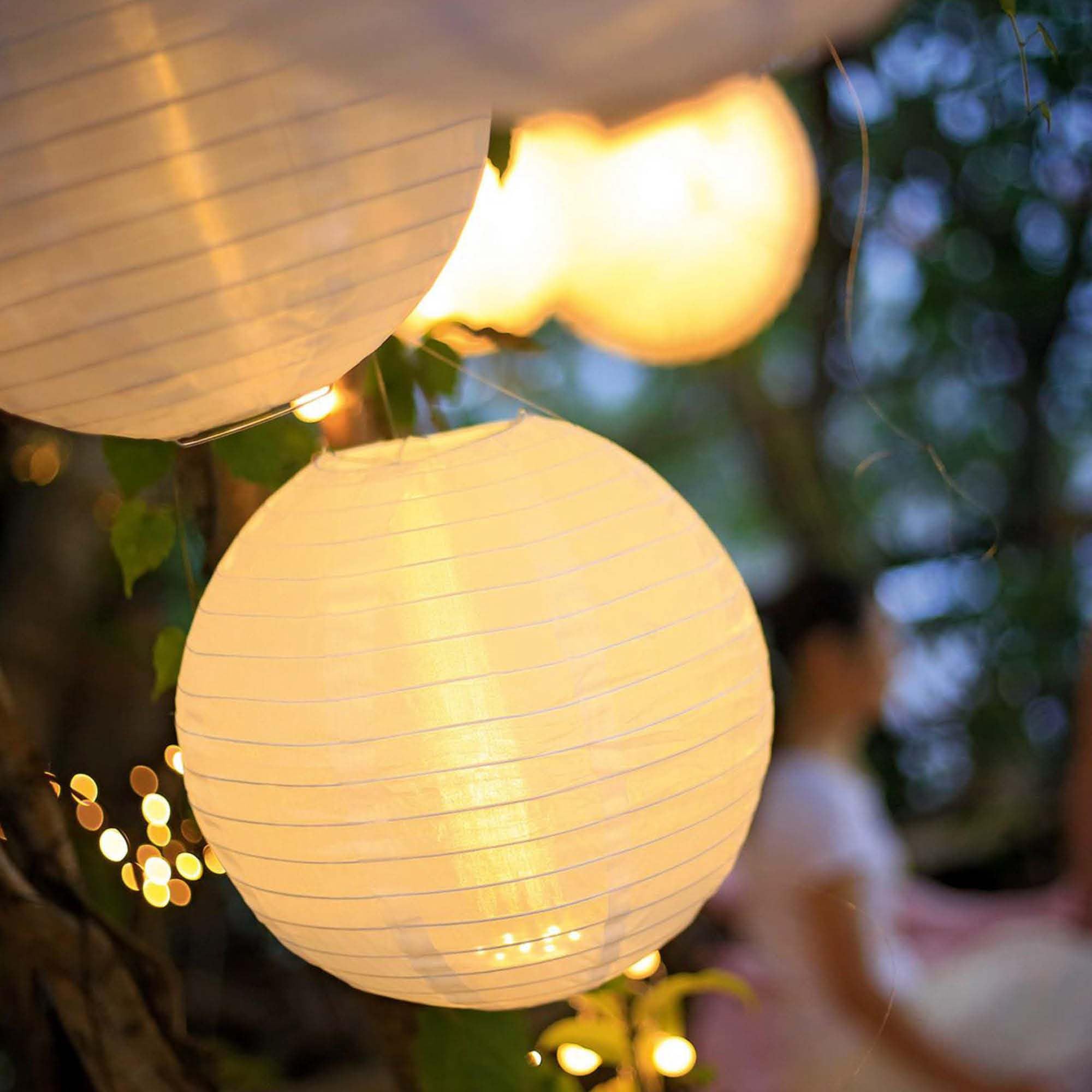 Hellum Lampions außen wetterfest 7er Set LED warmweiß mit Fernbedienung Ø30cm Ø25cm Ø20cm