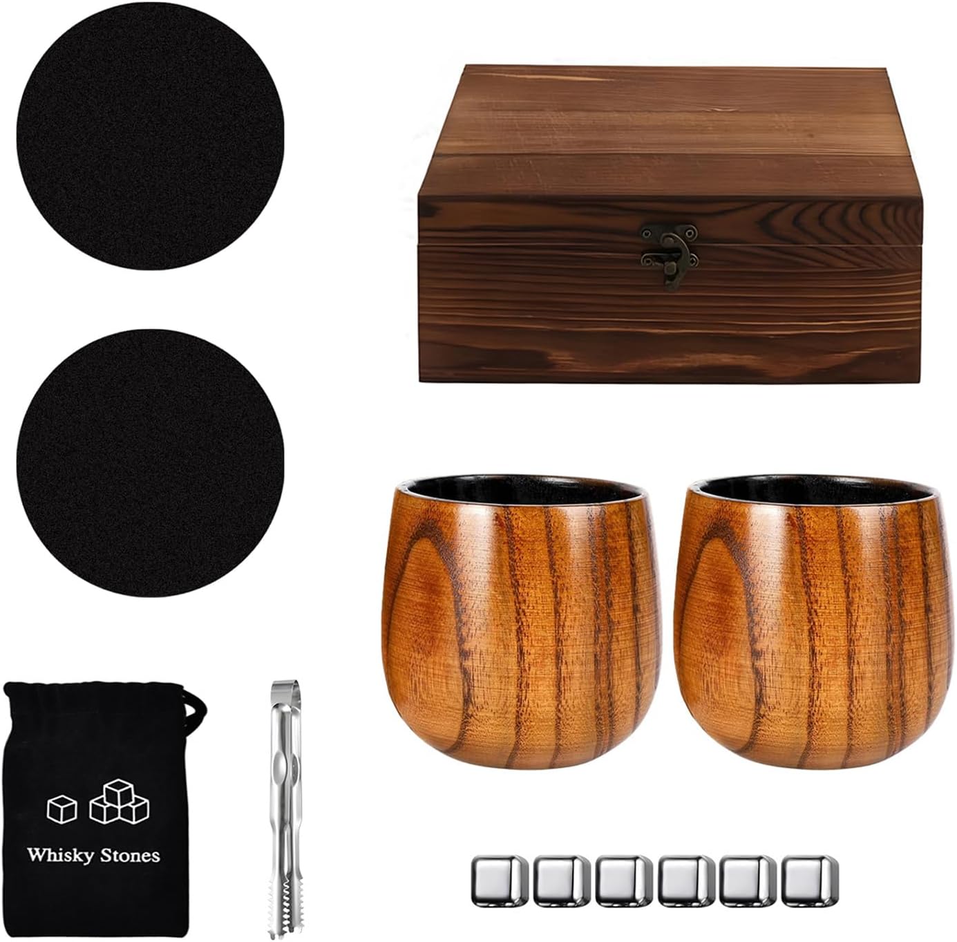 Artisanal Wooden Irish Glass Set with Refrigerating Stones for Excellent Cooling and Elegant Gifting Premium Set Including Wooden Glasses and Cooling Stones Ideal for Parties and Special Occasions