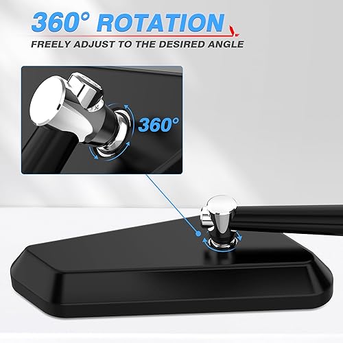 Miniatura 4 de MICTUNING Espejos de motocicleta  Espejo retrovisor de motocicleta de aluminio mecanizado CNC con lente azul antirreflejos, rotación de 360,