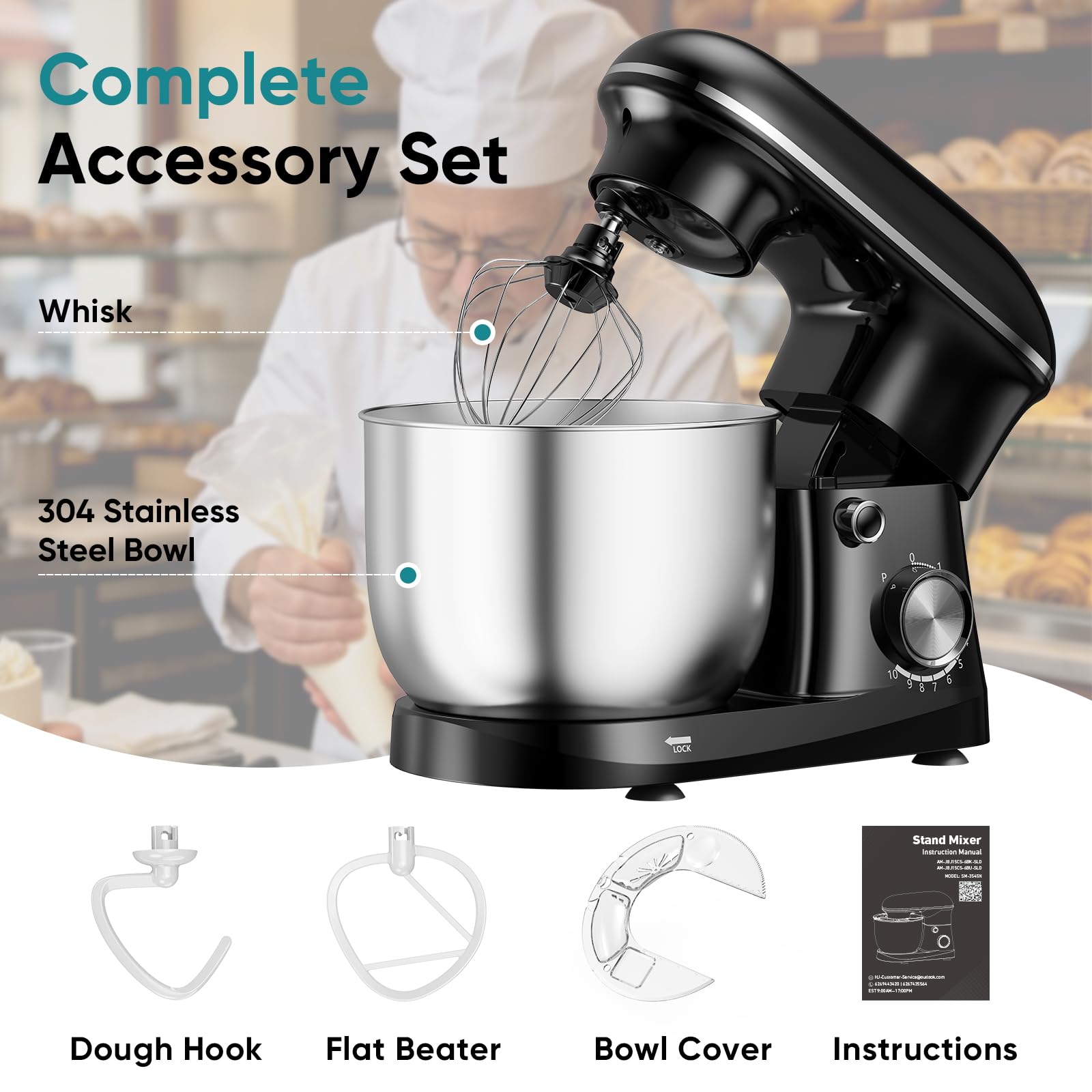 OLIXIS 4.2 Qt Stand Mixer, 10-Speed Tilt-Head Electric Mixer for Baking view 2
