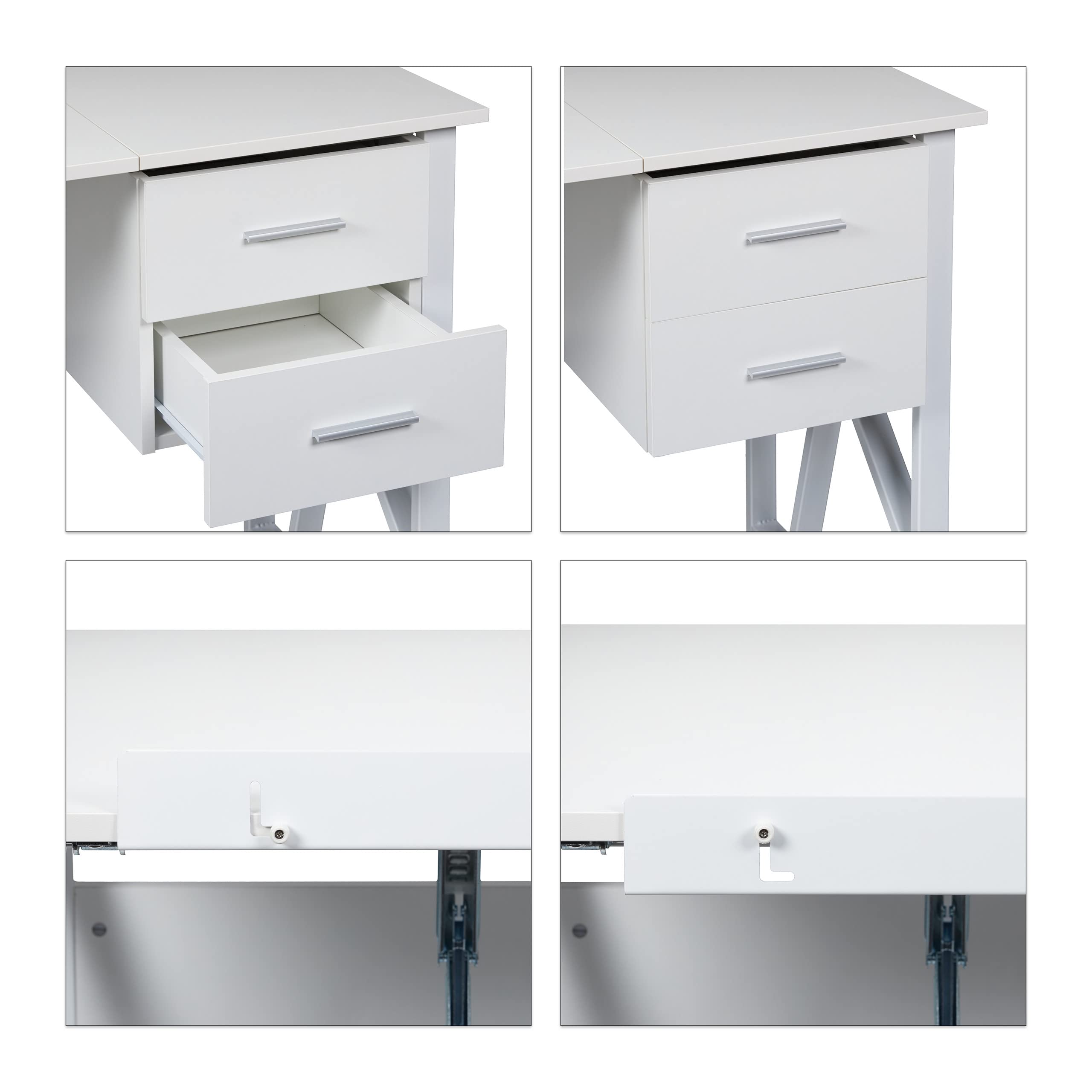 relaxdays Scrivania Orientabile, Supporto Inclinabile, da Disegno o per PC, HLP 75x110x55cm, Bianco, 75 x 110 x 55 cm