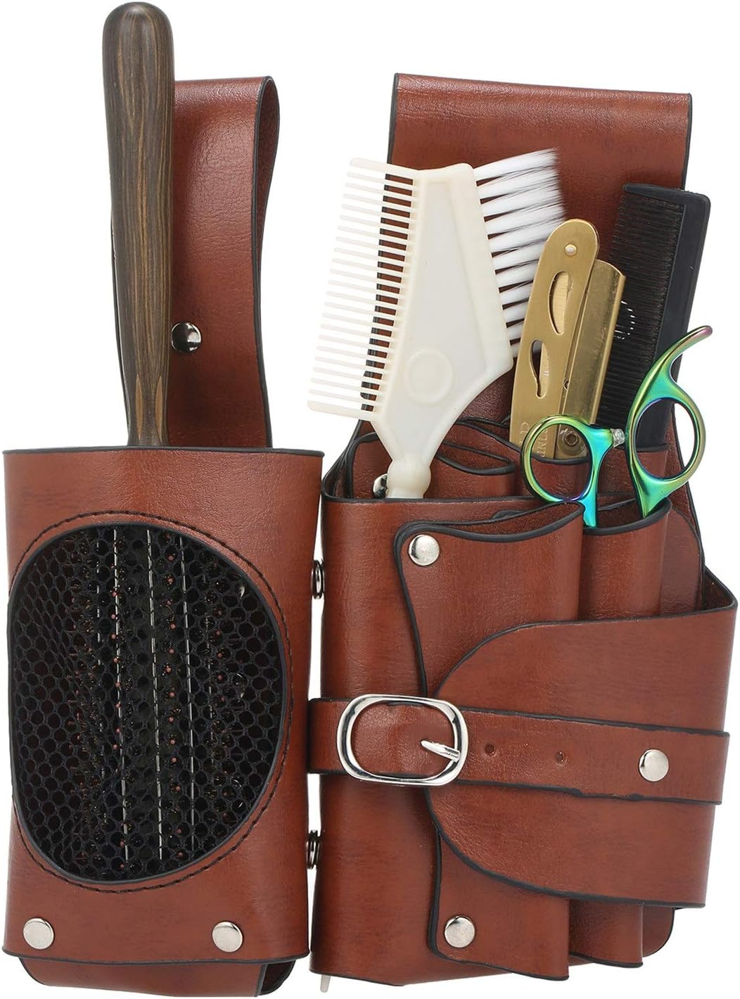Scissor Pouch Belt Hair Scissor Bag PU Leather Barber Accessories Hairdresser Holster Scissor Bag Waist Pouch for Scissor Storage with Waist Belt for Combs, Hair Clips