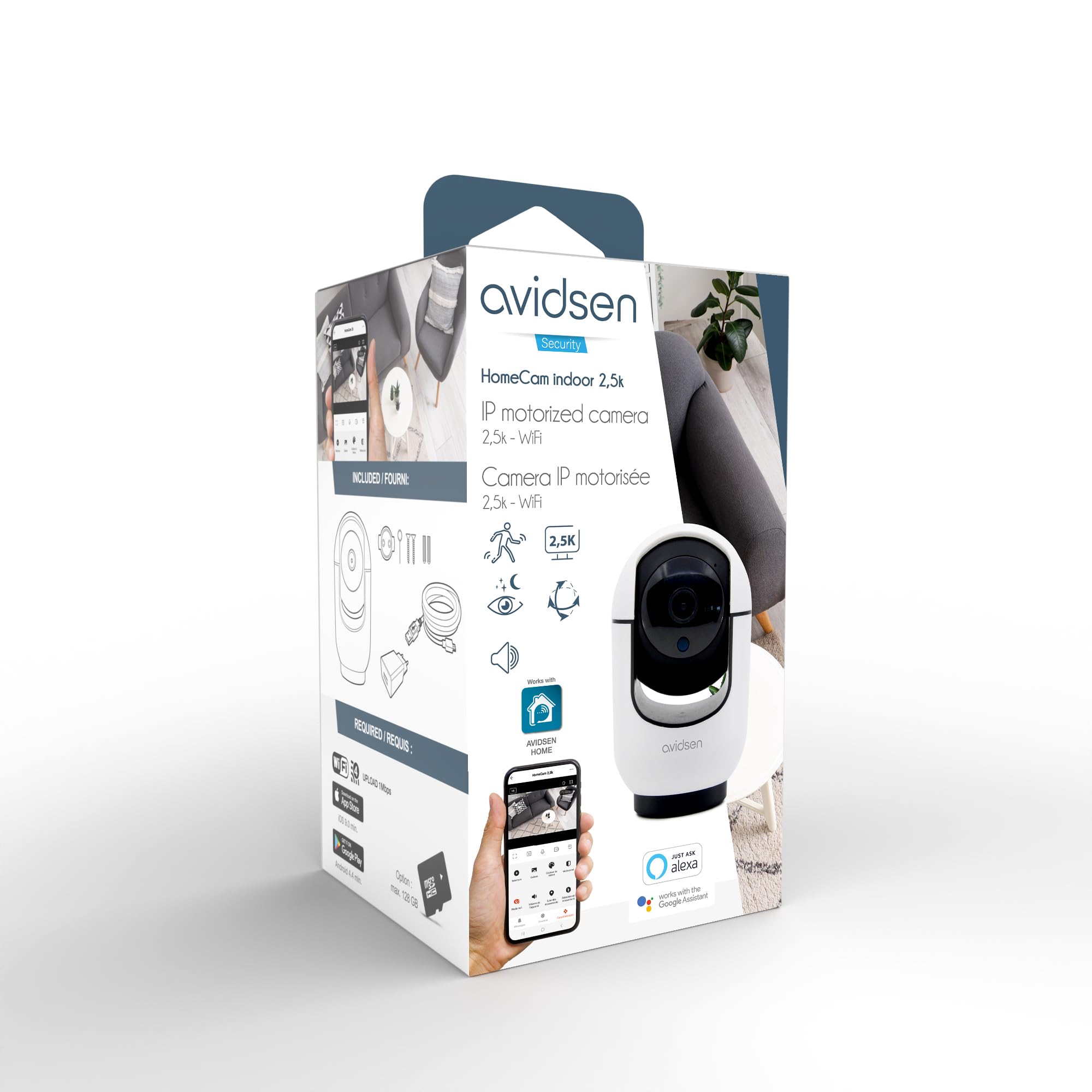 Caméra IP Wifi intérieure motorisée 2,5K surveillance 360° HomeCam Indoor - Avidsen - 127155