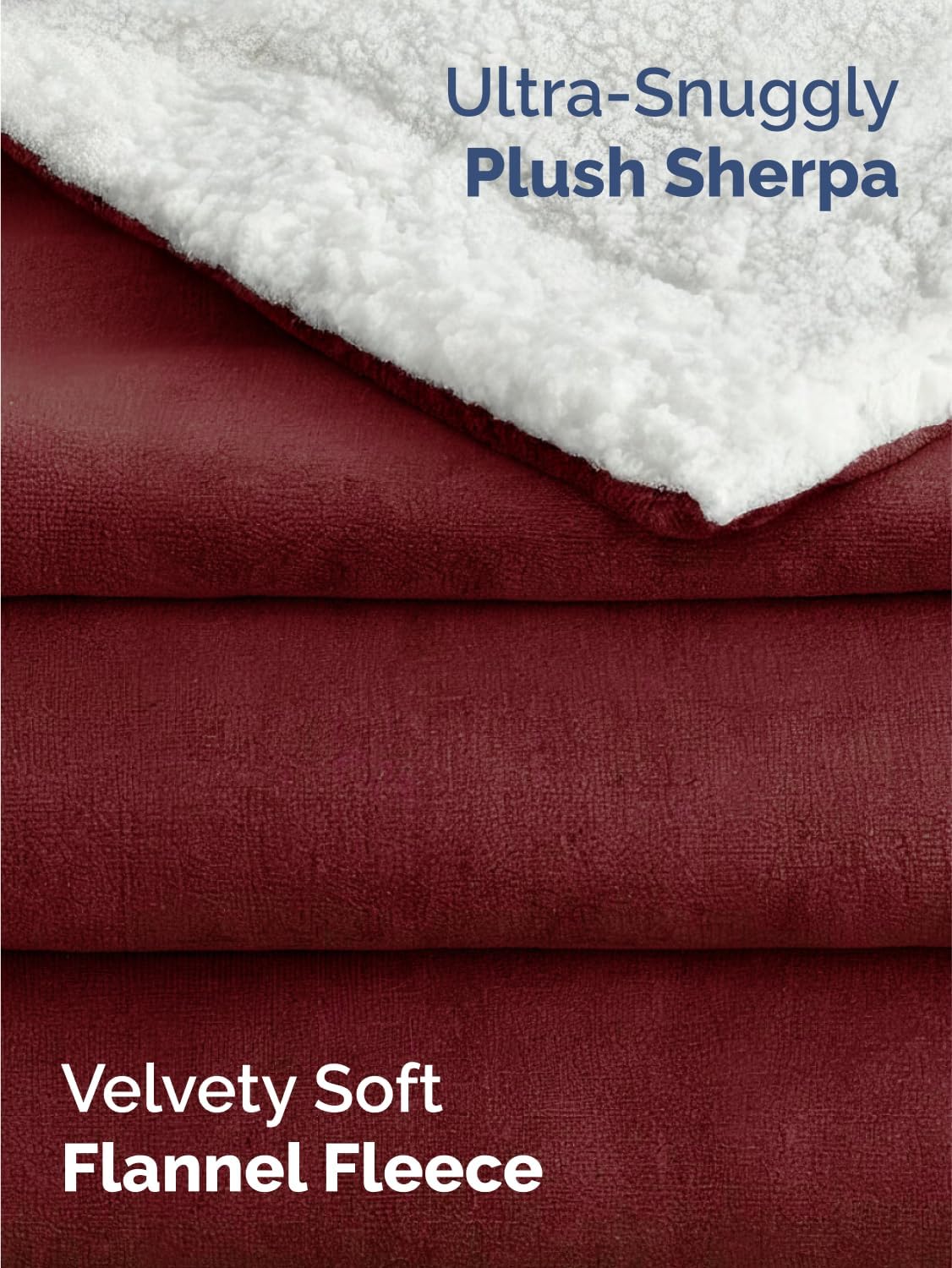 Sherpa Fleece Blanket King Size - Reversible Sherpa Fleece King Blanket - Super Soft Double Sided for Bed, Sofa, Couch - Thick, Warm, and Plush - Luxurious Bedding for Winter - Burgundy, 90" x 108"