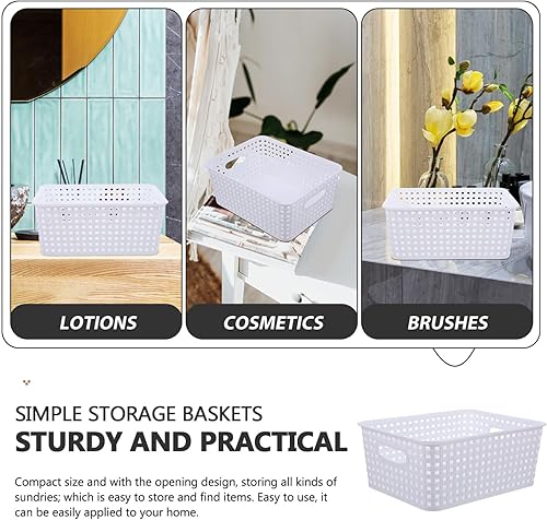 Miniatura 7 de Cabilock 2 cestas de almacenamiento multiusos para cocina, baño, armario, mango de diseño hueco, fácil de limpiar, ahorro de espacio