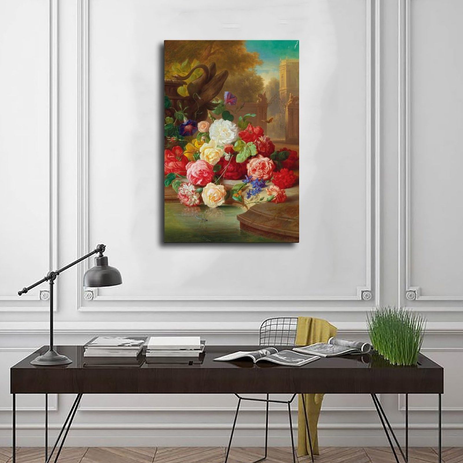 Blumenstück Mit Schmetterling In Einer Parklandschaft Poster su tela per ufficio Decor Gift