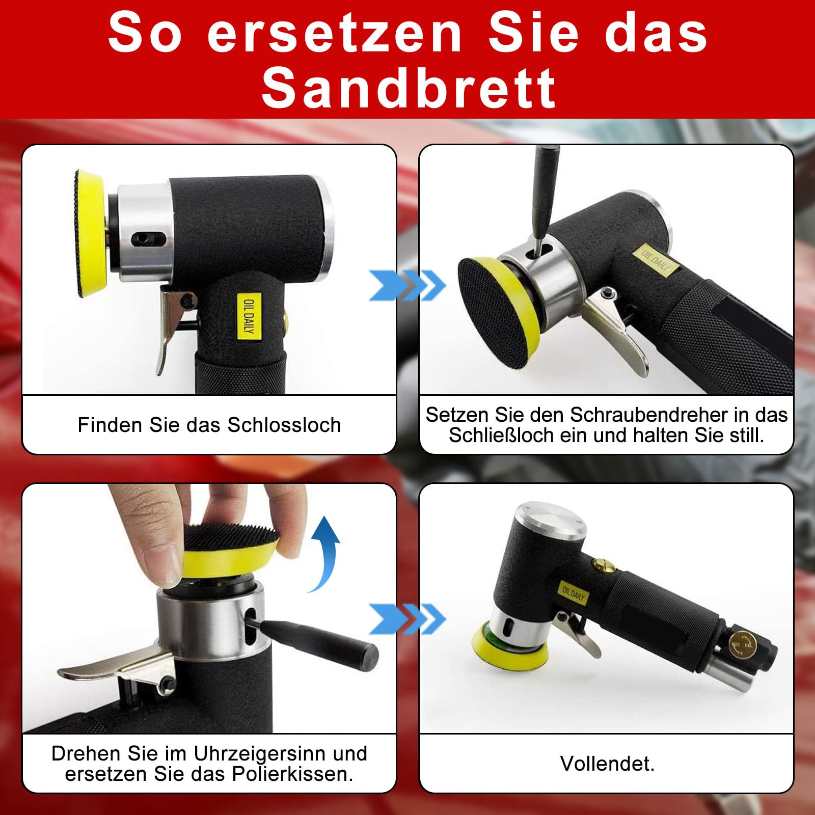 Mini Poliermaschine & Druckluft Exzenterschleifer Auto Polierer Set | 25mm 50mm 75mm Exzenter Schleifer Winkelschleifer mit 21tlg Polierschwamm,30tlg Schleifpapier Polierteller Kit Auto,Metall
