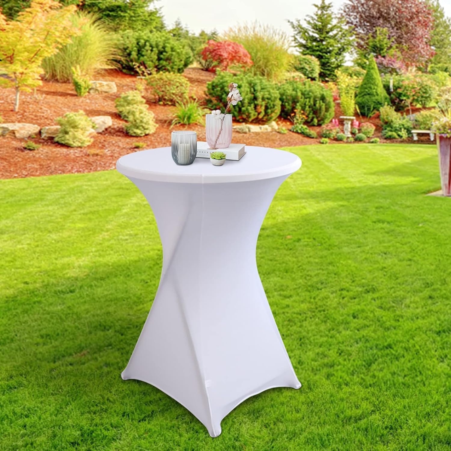 tovaglia rotonda, 80-85 cm, 4 pezzi, elasticizzata, lavabile, per bar, festa, matrimonio, tavoli da bistrot 80 x 110 cm