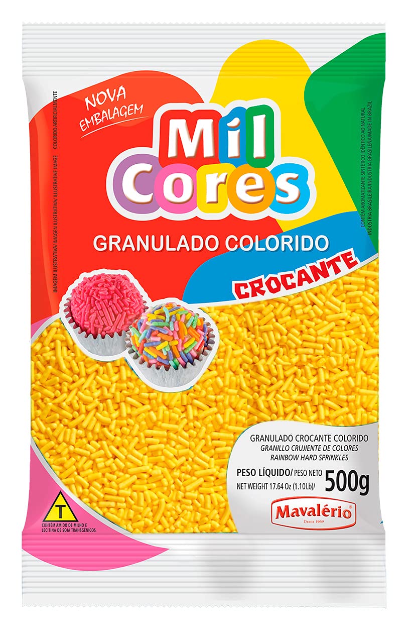 MAVALERIO Mil Cores Yellow Sprinkles for Bakery Cake & Ice Cream Decoration -500gr