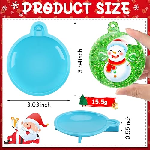 Miniatura 3 de FEBSNOW Moldes de resina de Navidad de silicona, adornos de árbol de Navidad, moldes de resina epoxi en forma de bola, colgante esférico de Navidad,