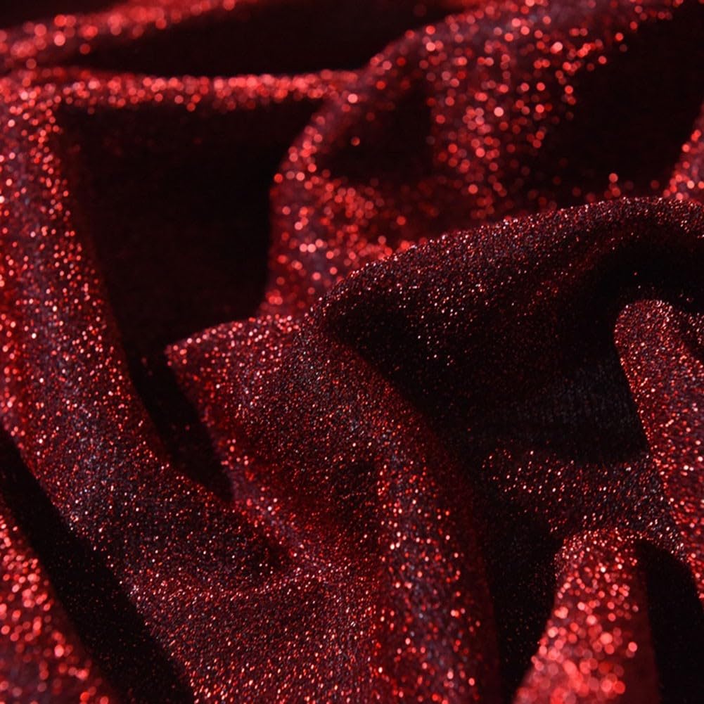 TDCuizent Glitter Fabric with Starry Shiny Decorative Polyester Mesh for Sewing Dressmaking Skirts Curtains Wedding Backdrops and DIY Crafts Soft Comfortable Material(burgundy)