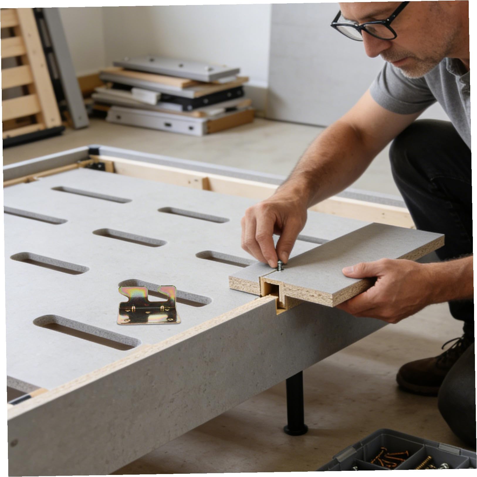 Sosoport Set 8 Staffe per Letto Invisibili in Metallo da 2,0 Mm Bulloni e Ganci per Sponde e Pediera Ferramenta per Fissaggio e Supporto Robusto per Telaio Letto Accessori per Mobili