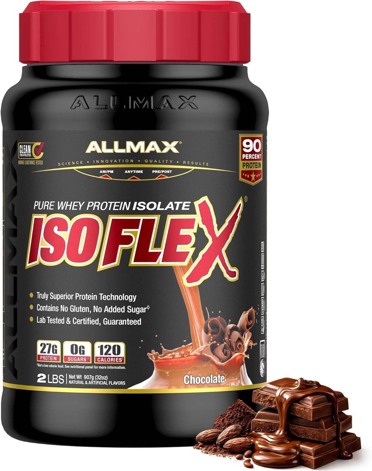 ALLMAX ISOFLEX Pure Whey Isolate Protein Powder - Gluten Free, Low Lactose, Sugar-Free - High-Protein, Clean, Keto-Friendly for Pre Post Workout Supplement for Women and Men | Chocolate, 2lb-image-4
