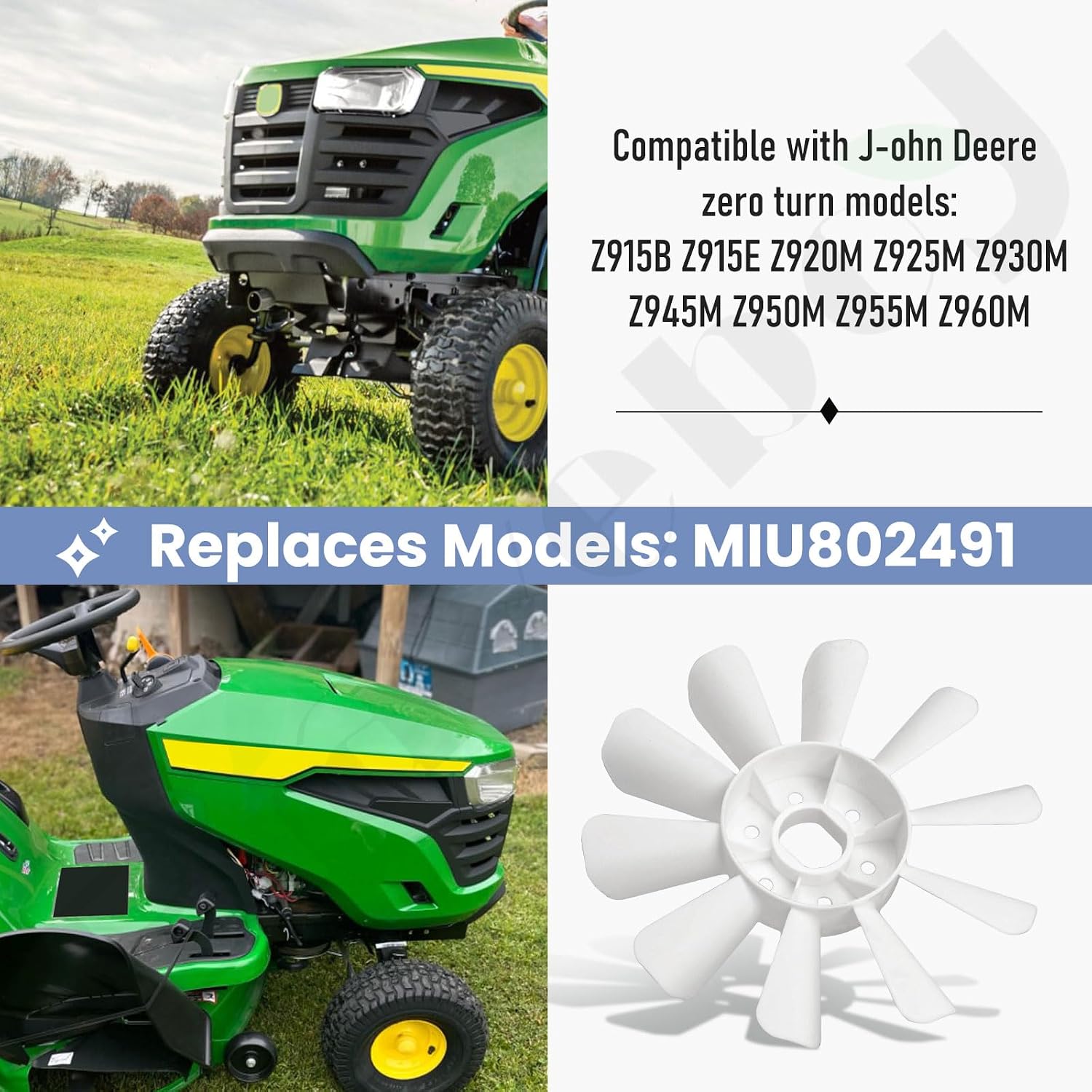 Braveboy MIU802491 Transmission Fan Compatible with J-OHN Deere Tuff Toro Hydro Z920M, Z930M, Z950M, TZT13G, TZT13GL, TZT13GR