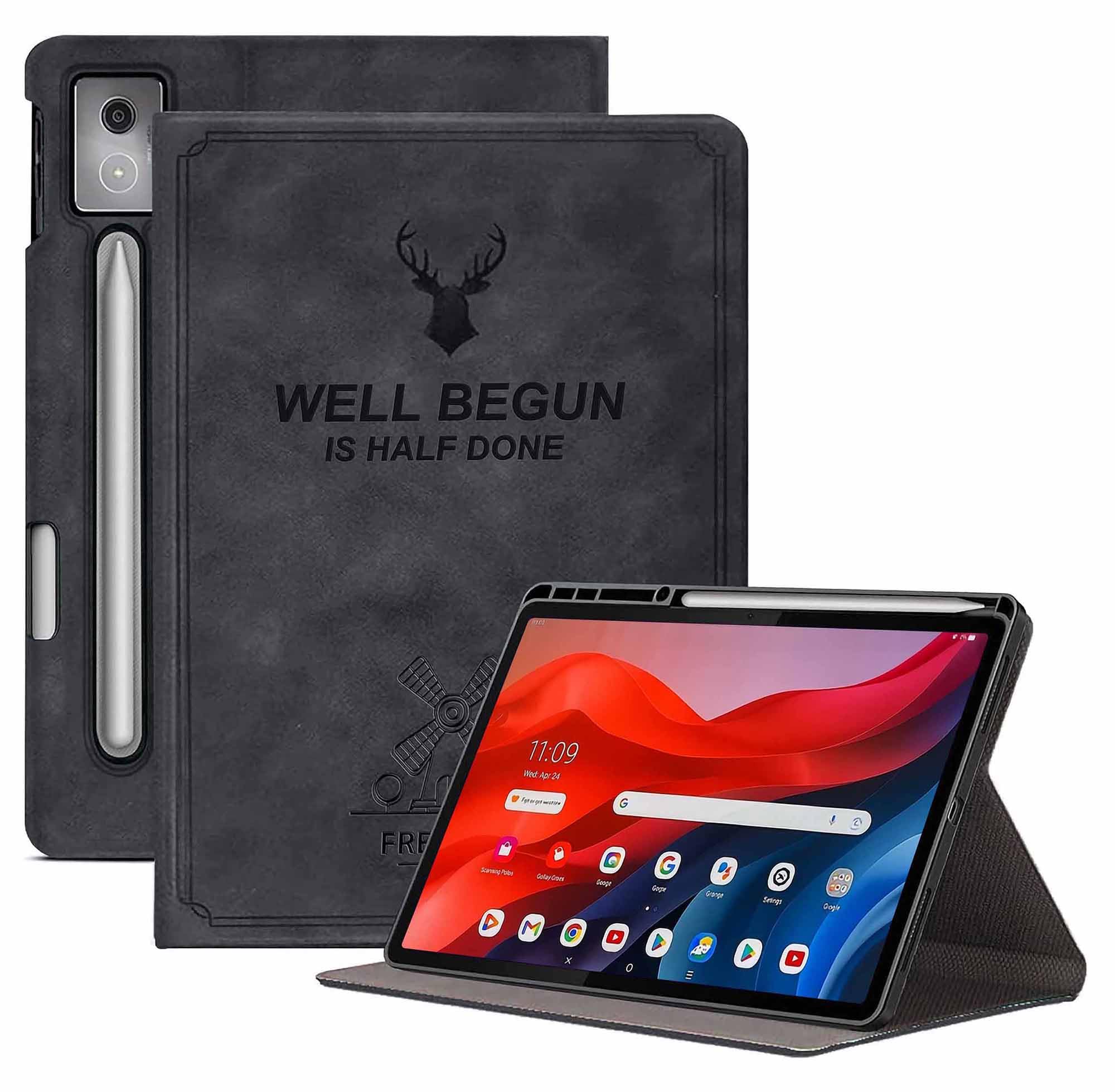 Amazon Basics Cover for Lenovo Idea Tab Pro 12.7 inch 2025 Case Cover, Deer Smart Flip Case Cover for Lenovo Idea Tab Pro 12.7 inch Tablet with Pen Holder, Black-image-0