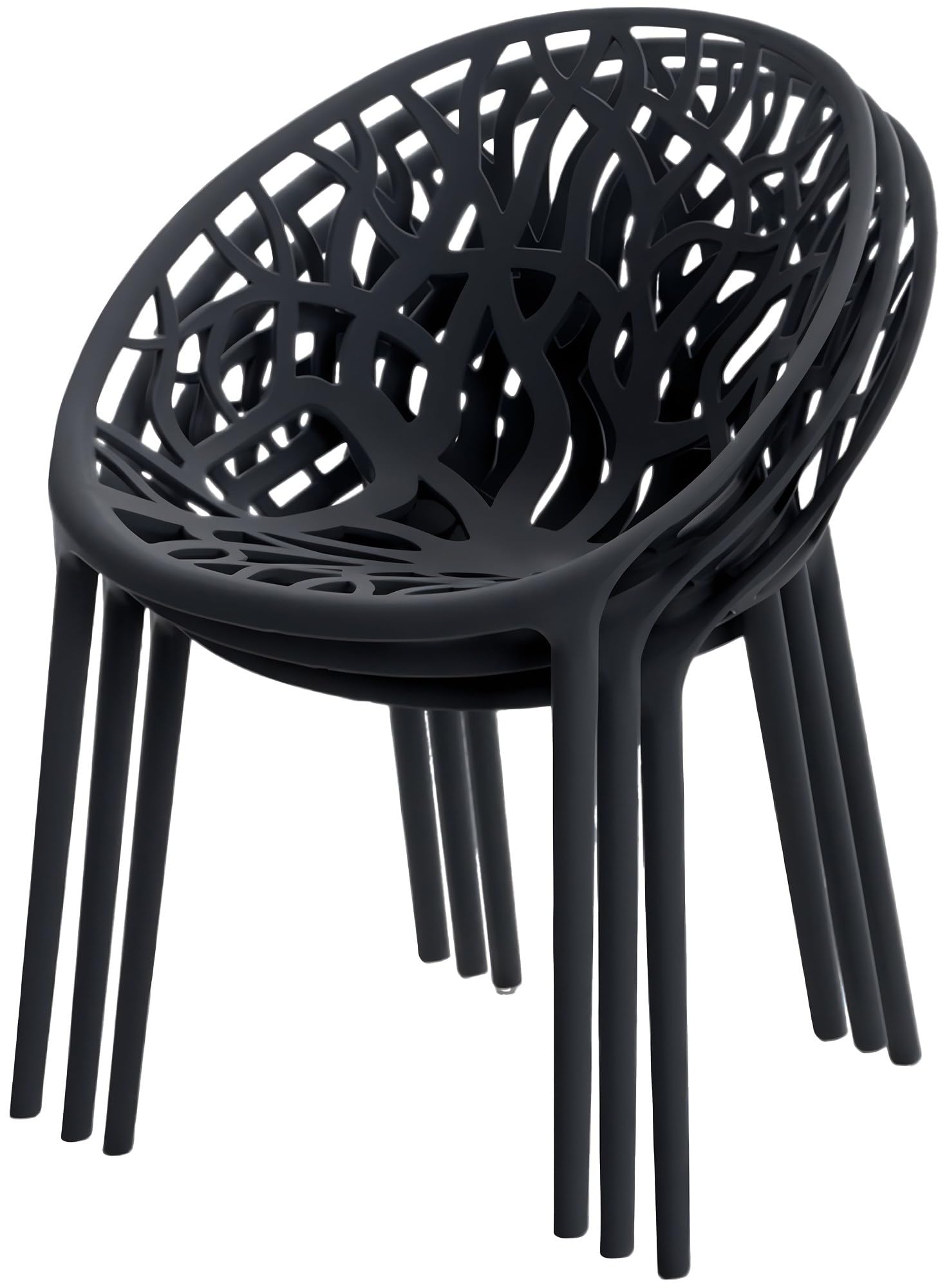 CLP Hoscana Set da Giardino, Tavolo Rotondo Lacota Ø60 cm con 2 sedie Hope impilabili, Resistente alle intemperie e ai Raggi UV, Polipropilene, Colore:Nero
