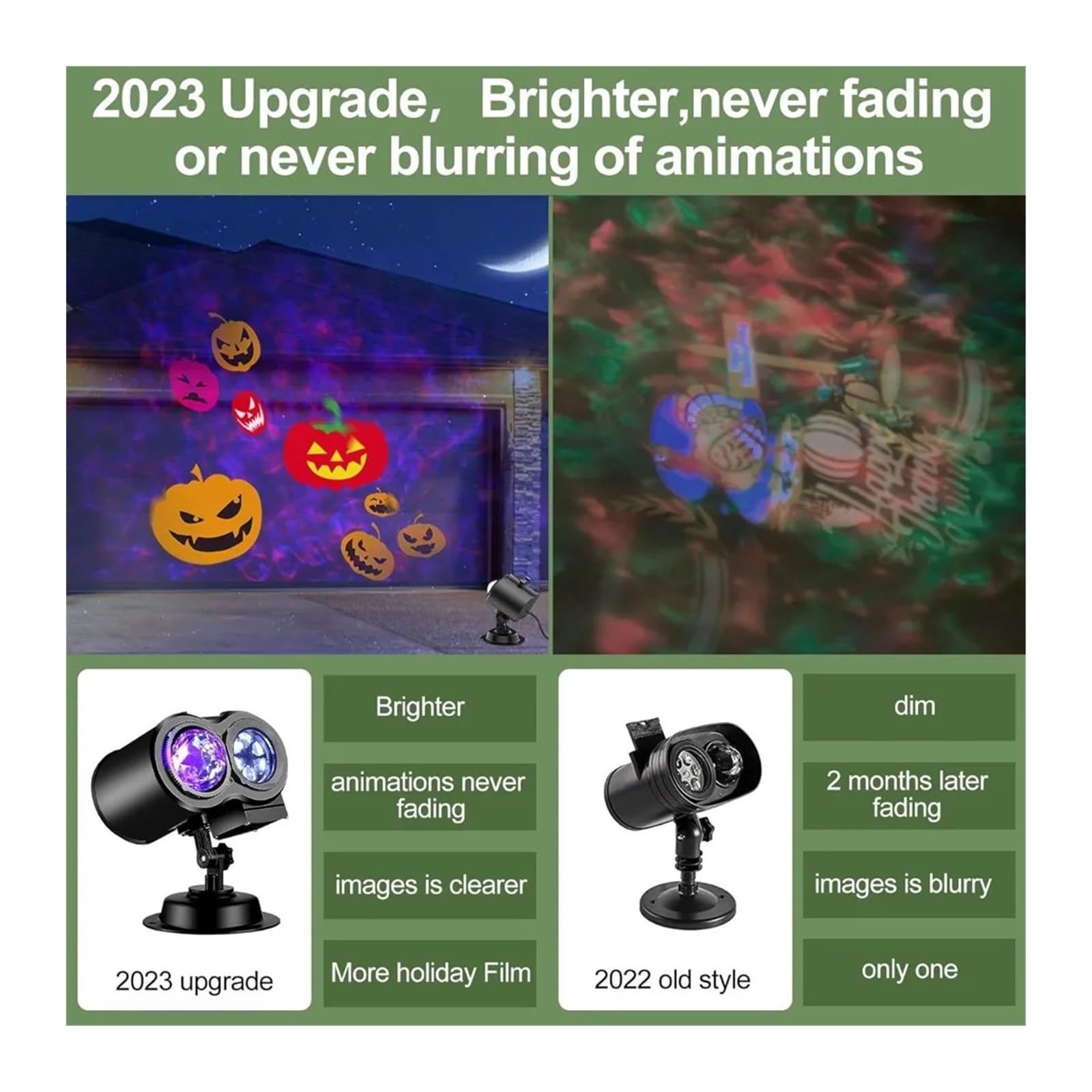 Projektor Weihnachten, Hellere Halloween-Dekorationen, Projektorlichter und Weihnachtsprojektor for den Außenbereich, 17 HD-Effekte((19 Slides))