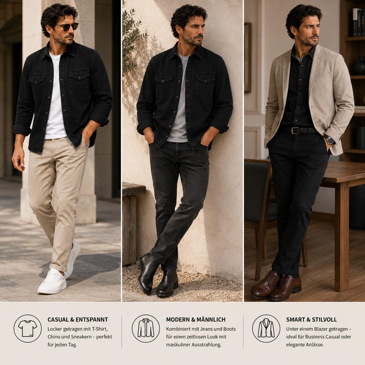 Redbridge - Camicia in denim di alta qualità, in cotone, casual