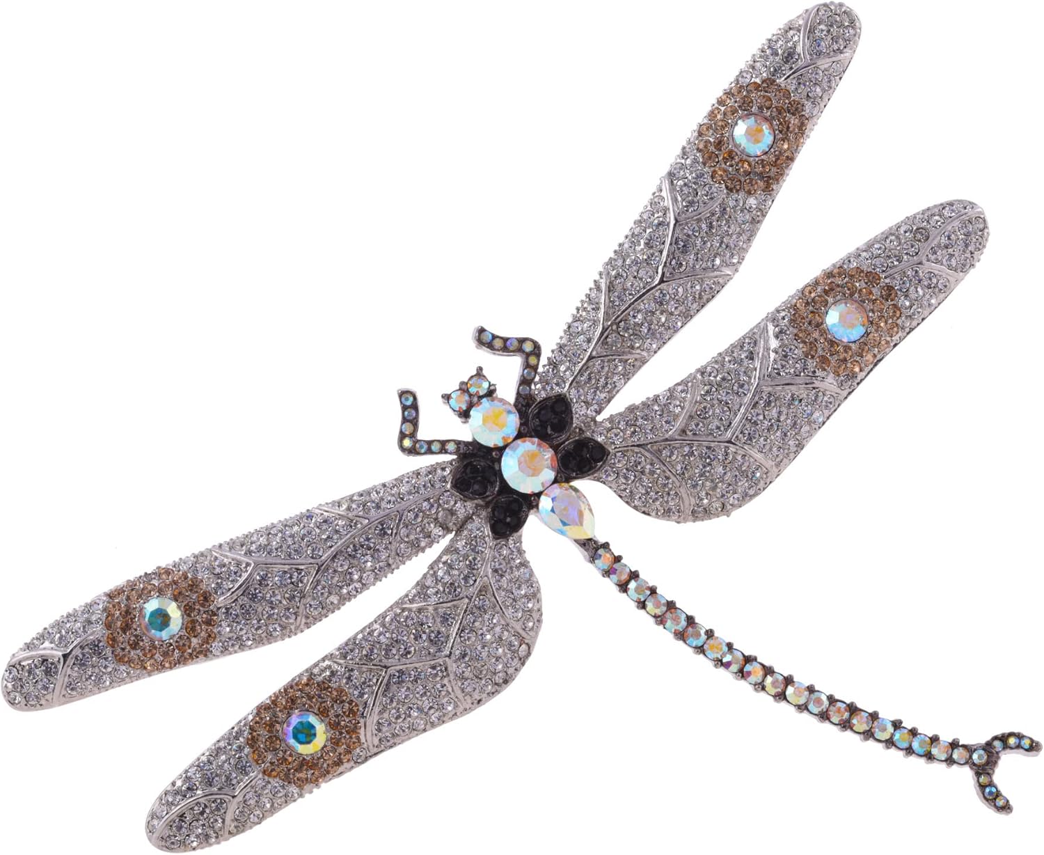 Lisa Hsieh 30s Parisian Inspired Whimsical CZ Diamond Encrusted Dragonfly Brooch