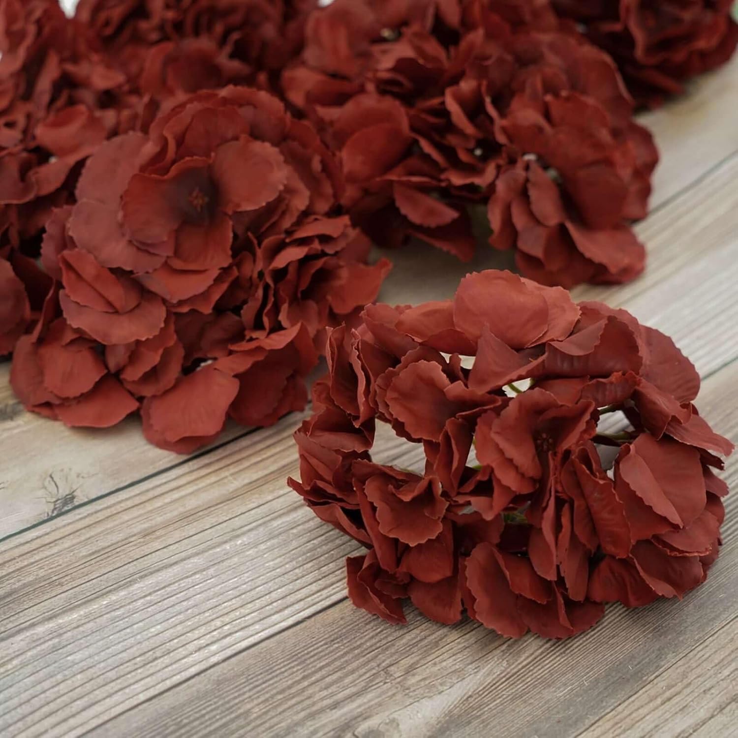 Efavormart 10 Pack | Wine Artificial Hydrangeas Head and Wire Stems - DIY Dual Tone Hydrangea Flower Arrangements