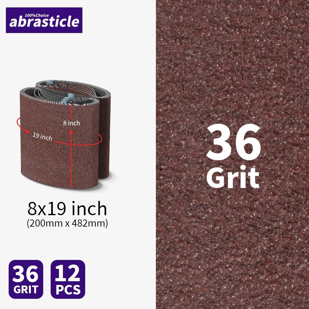 12 Packs 8 x 19 inch 36 Grit Cloth Floor Sanding Belts Ideal for Sanding Commercial and Residential Flooring