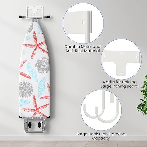 Miniatura 4 de ORLESS Soporte para tabla de planchar para montaje en pared, colgador para tabla de planchar, soporte para tabla de planchar, soporte para tabla de