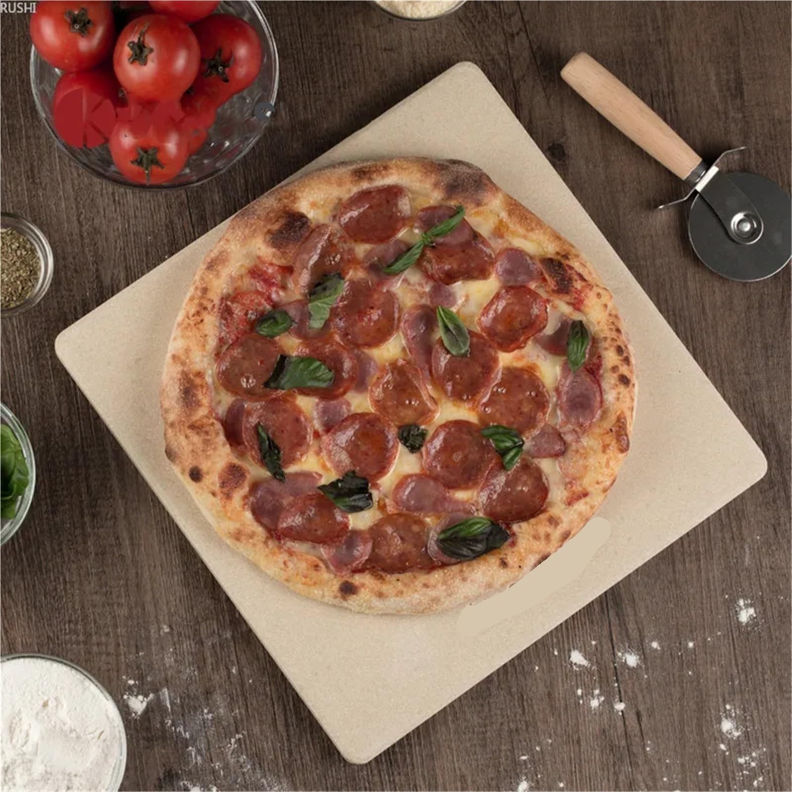 19x1 9cm/30x3 0cm/30,5 * 30,5 cm/38 * 38cm forma cuadrada cordierita horno for hornear losa for pan Pizza piedra hacer herramienta crujiente Para Base Crujiente(19x19x1cm)
