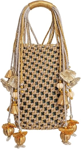 HEENUU Women’s Hand Purse with Handmade Boho Pouch Tassel Handbag Premium Designer Handbag for Mobile &amp; Essentials,Ring Ha...